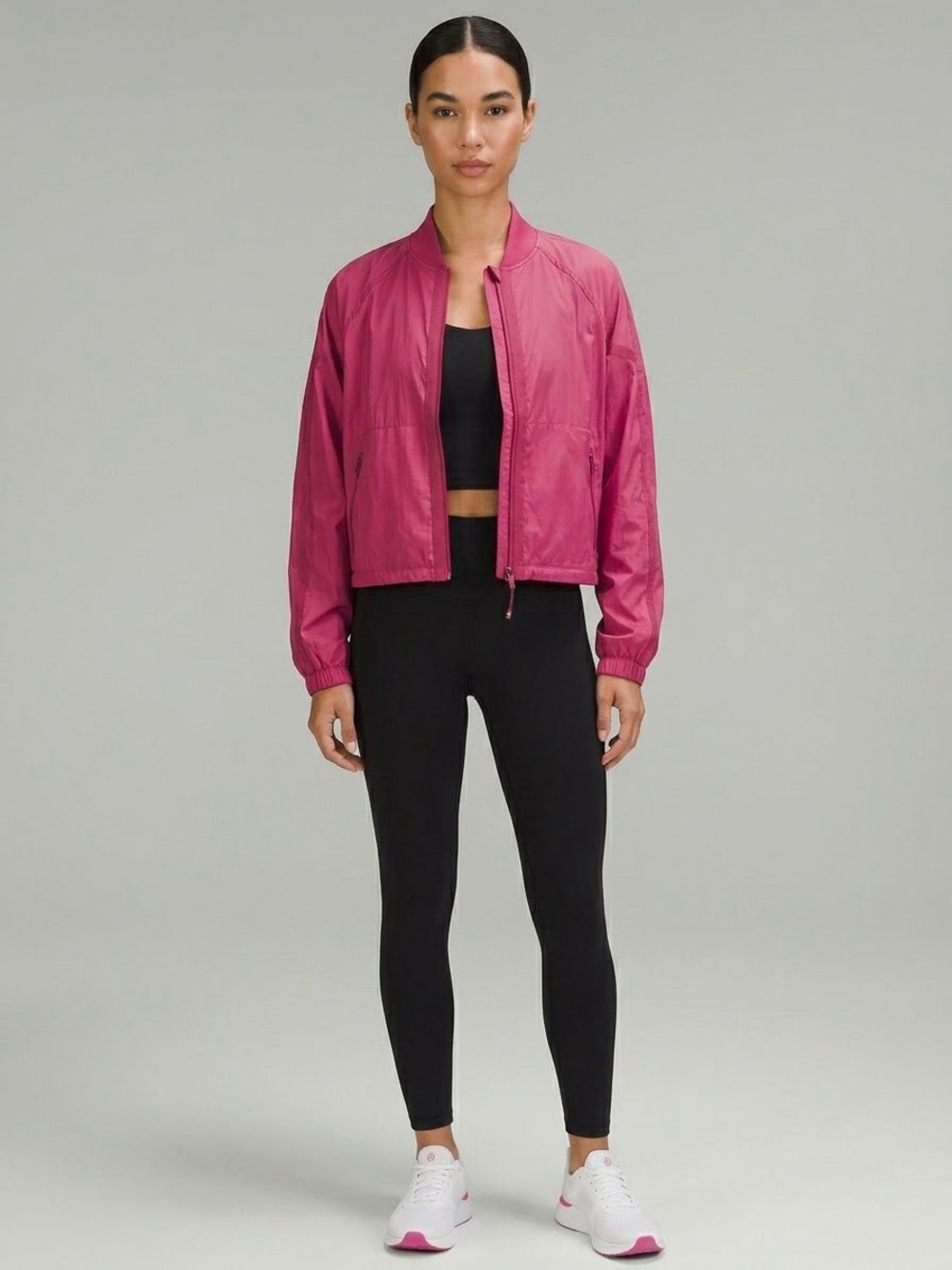 lululemon athletica Raspberry Cropped Bomber Jacket